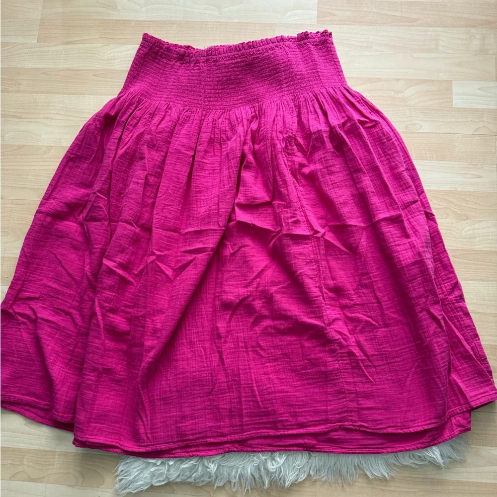 Gap Fuschia Pull On Linen Blend Skirt XL - Picture 1 of 6